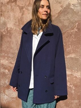 Horses Atelier Pea Coat in Cobalt